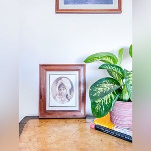 Western Girl Vel Miller Wood Framed Vintage Art Print Decor Country Cowboy Brown